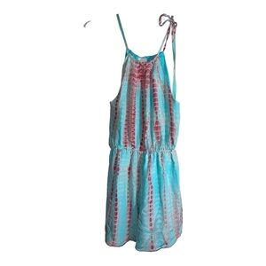 TANGERINE Silk Aqua Tie Dye Adjustable Racerback Sleeveless Romper Sz S